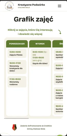 Realizacja Studio Orange – strona Kreatywne Podwórko (widok mobile)